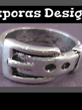 Vintage Theme Belt Design Size 6 Ring Silver Tone
